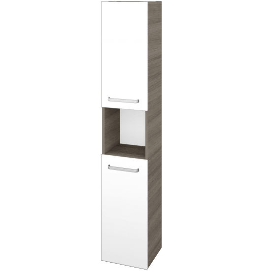 Hochschrank UNI SVD2O 35  - D03 Cafe - Griffes T01 - N01 Weiß Hochglanz - Links