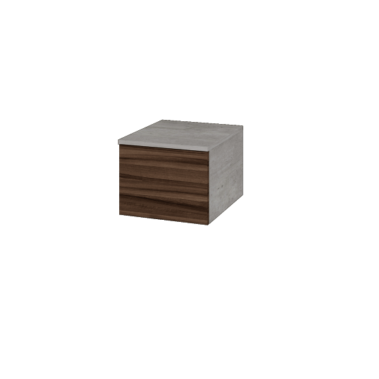 Niedriger Schrank UNI SNZ1 40  - D01 Beton - Griffes T00 - D06 Nussbaum