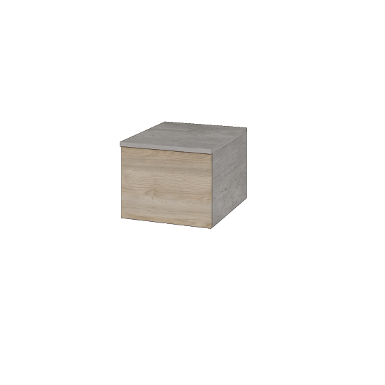 Niedriger Schrank UNI SNZ1 40  - D01 Beton - Grifflose Ausführung T00 (ohne Bohrungen für Griffe) - D17 Eiche Colorado