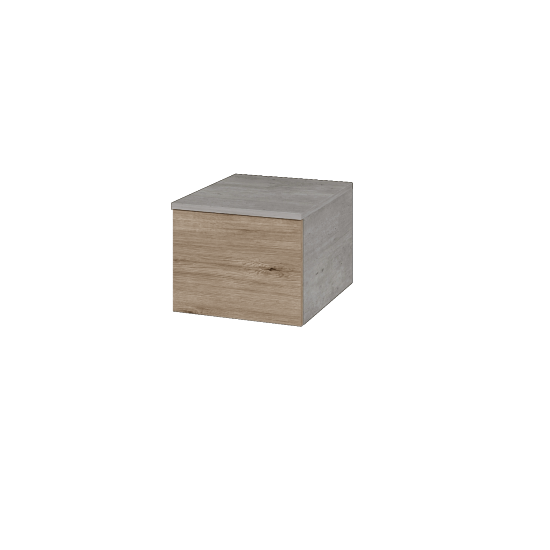 Niedriger Schrank UNI SNZ1 40  - D01 Beton - Grifflose Ausführung T00 (ohne Bohrungen für Griffe) - D23 Eiche Herkules