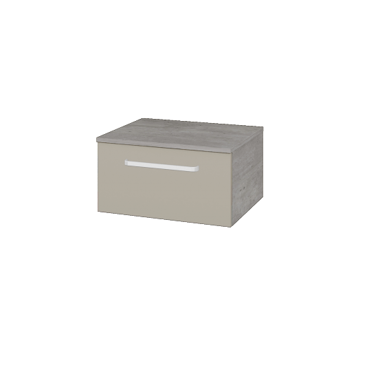 Niedriger Schrank UNI SNZ1 60  - D01 Beton - Griffes T01 - L04 Taupe Lack Hochglanz