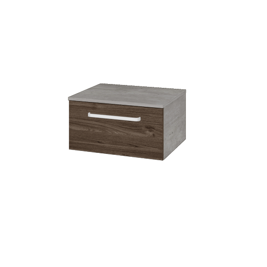Niedriger Schrank UNI SNZ1 60  - D01 Beton - Griffes T01 - D25 Teak