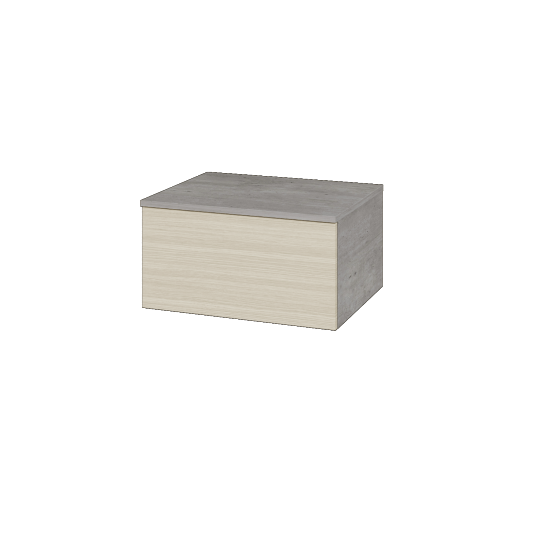 Niedriger Schrank UNI SNZ1 60  - D01 Beton - Griffes T00 - D04 Eiche