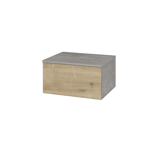 Niedriger Schrank UNI SNZ1 60  - D01 Beton - Grifflose Ausführung T00 (ohne Bohrungen für Griffe) - D09 Eiche Arlington