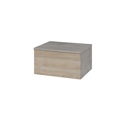 Niedriger Schrank UNI SNZ1 60  - D01 Beton - Griffes T00 - D17 Eiche Colorado