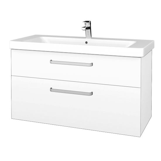 Badezimmerschrank NEXT SZZ2 105  - N01 Weiß Hochglanz - Griffes T01 - L01 Weiß Lack Hochglanz