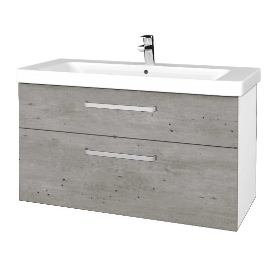 Badezimmerschrank NEXT SZZ2 105  - N01 Weiß Hochglanz - Griffes T01 - D01 Beton