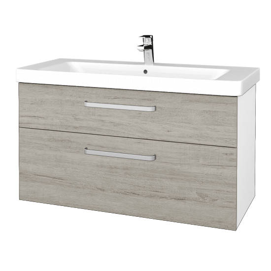 Badezimmerschrank NEXT SZZ2 105  - N01 Weiß Hochglanz - Griffes T01 - D05 Oregon
