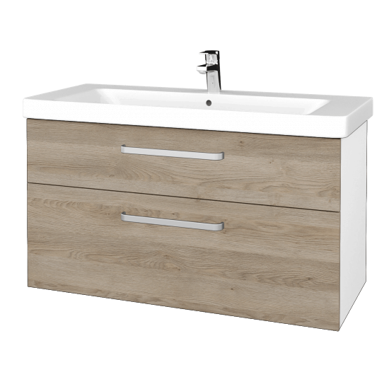 Badezimmerschrank NEXT SZZ2 105  - N01 Weiß Hochglanz - Griffes T01 - D17 Eiche Colorado