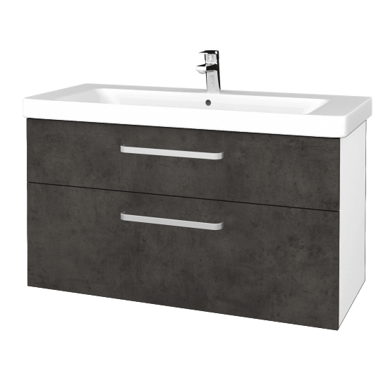Badezimmerschrank NEXT SZZ2 105  - N01 Weiß Hochglanz - Griffes T01 - D16 Dark Beton