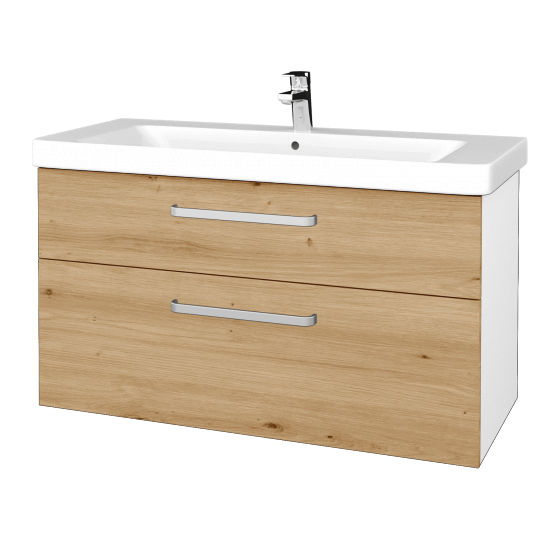 Badezimmerschrank NEXT SZZ2 105  - N01 Weiß Hochglanz - Griffes T01 - D22 Caramel