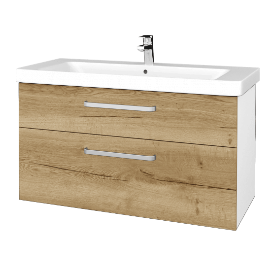Badezimmerschrank NEXT SZZ2 105  - N01 Weiß Hochglanz - Griffes T01 - D26 Ontario