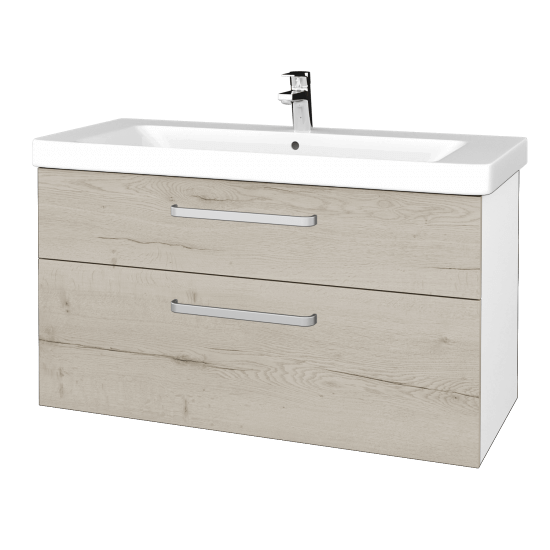 Badezimmerschrank NEXT SZZ2 105  - N01 Weiß Hochglanz - Griffes T01 - D28 Alberta
