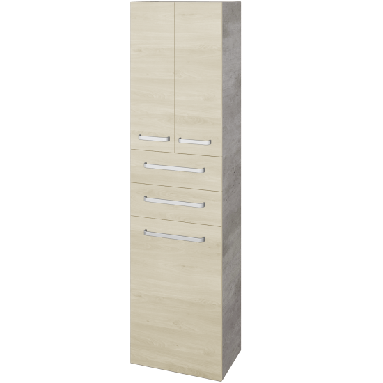 Hochschrank mit Wäschekorb UNI SVD3Z2K 50  - D01 Beton - Griffes T01 - D24 Ohio