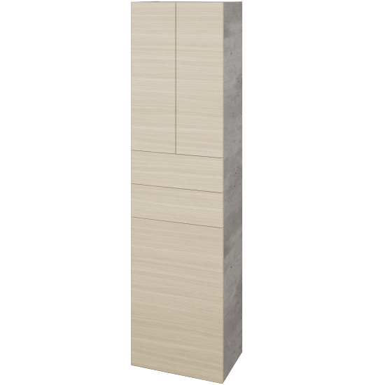 Hochschrank mit Wäschekorb UNI SVD3Z2K 50  - D01 Beton - Grifflose Ausführung T00 (ohne Bohrungen für Griffe) - D04 Eiche