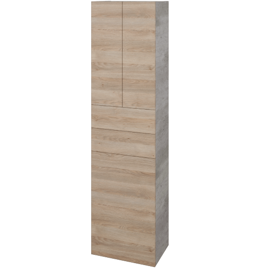 Hochschrank mit Wäschekorb UNI SVD3Z2K 50  - D01 Beton - Griffes T00 - D17 Eiche Colorado