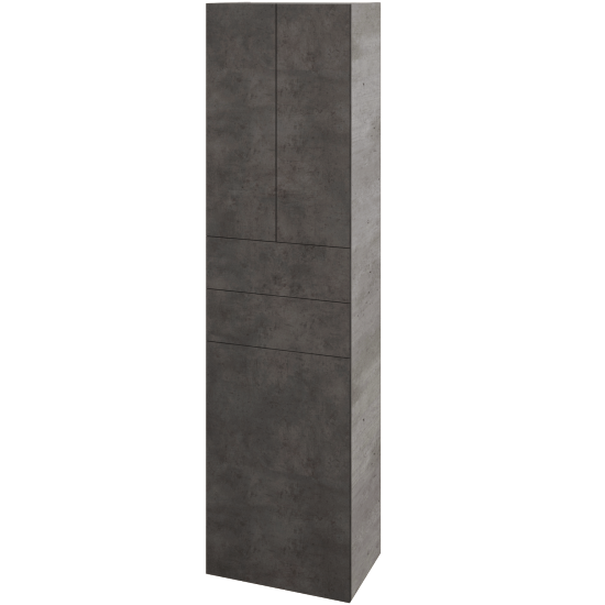 Hochschrank mit Wäschekorb UNI SVD3Z2K 50  - D01 Beton - Grifflose Ausführung T00 (ohne Bohrungen für Griffe) - D16 Dark Beton