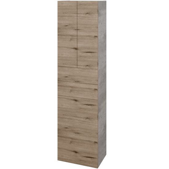 Hochschrank mit Wäschekorb UNI SVD3Z2K 50  - D01 Beton - Griffes T00 - D23 Herkules