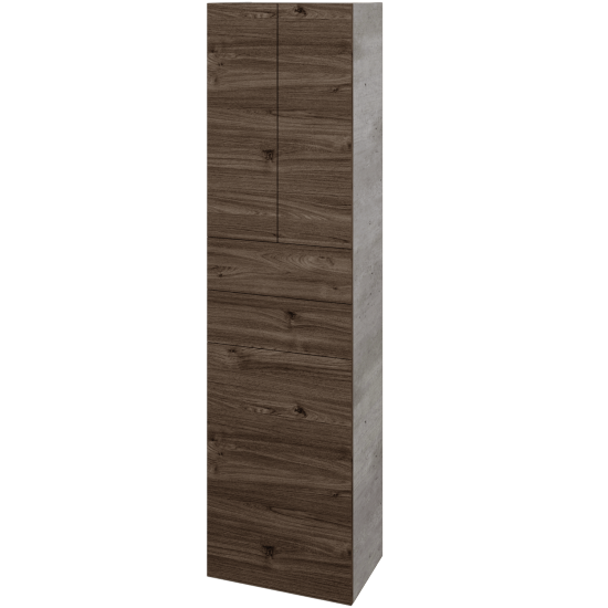 Hochschrank mit Wäschekorb UNI SVD3Z2K 50  - D01 Beton - Griffes T00 - D25 Teak