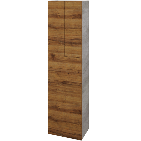 Hochschrank mit Wäschekorb UNI SVD3Z2K 50  - D01 Beton - Griffes T00 - D27 Cognac