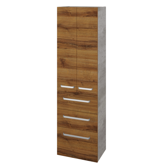 Hochschrank UNI SVD2Z3 50  - D01 Beton - Griffes T01 - D27 Cognac