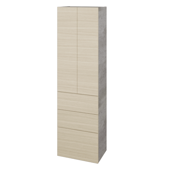 Hochschrank UNI SVD2Z3 50  - D01 Beton - Grifflose Ausführung T00 (ohne Bohrungen für Griffe) - D04 Eiche