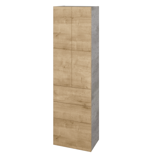 Hochschrank UNI SVD2Z3 50  - D01 Beton - Grifflose Ausführung T00 (ohne Bohrungen für Griffe) - D09 Eiche Arlington