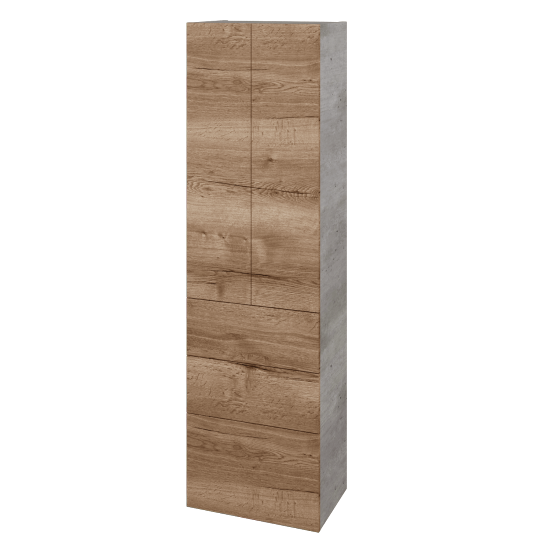 Hochschrank UNI SVD2Z3 50  - D01 Beton - Grifflose Ausführung T00 (ohne Bohrungen für Griffe) - D21 Tobacco