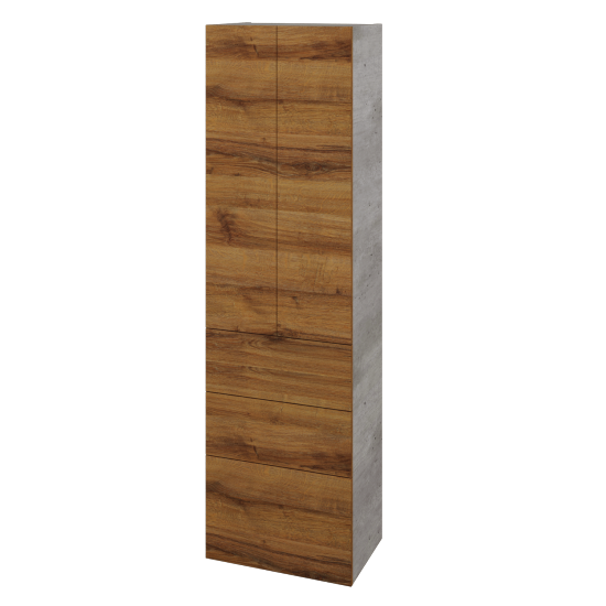Hochschrank UNI SVD2Z3 50  - D01 Beton - Griffes T00 - D27 Cognac