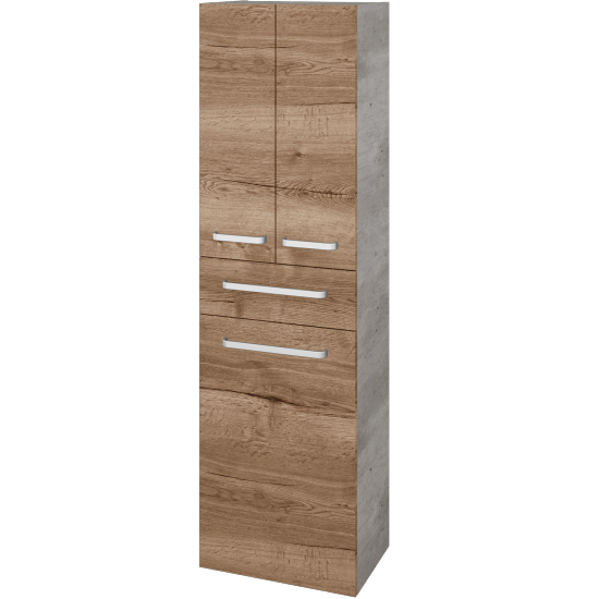 Hochschrank mit Wäschekorb UNI SVD3ZK 50  - D01 Beton - Griffes T01 - D21 Tobacco