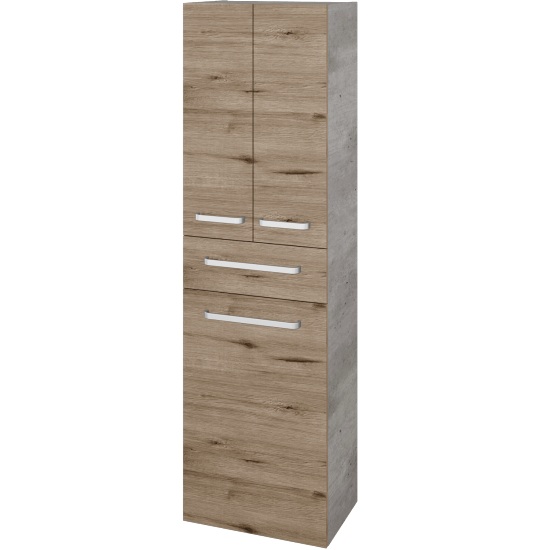 Hochschrank mit Wäschekorb UNI SVD3ZK 50  - D01 Beton - Griffes T01 - D23 Herkules