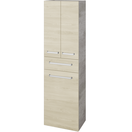 Hochschrank mit Wäschekorb UNI SVD3ZK 50  - D01 Beton - Griffes T01 - D24 Ohio