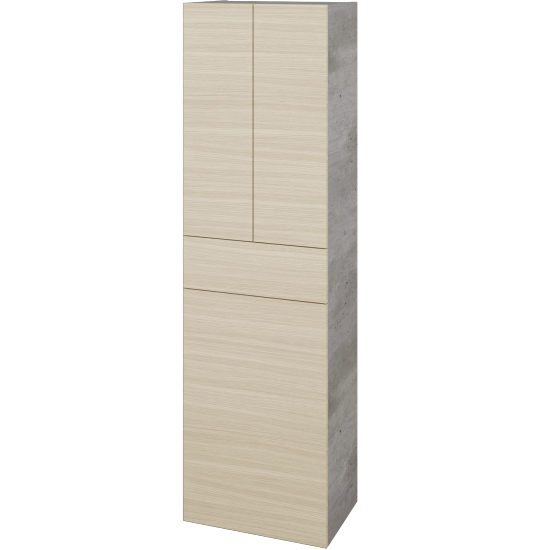 Hochschrank mit Wäschekorb UNI SVD3ZK 50  - D01 Beton - Griffes T00 - D04 Eiche