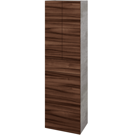 Hochschrank mit Wäschekorb UNI SVD3ZK 50  - D01 Beton - Griffes T00 - D06 Nussbaum