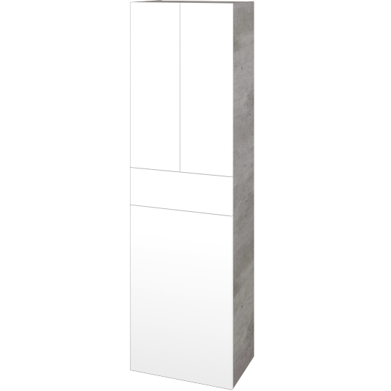 Hochschrank mit Wäschekorb UNI SVD3ZK 50  - D01 Beton - Griffes T00 - N01 Weiß Hochglanz