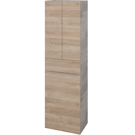 Hochschrank mit Wäschekorb UNI SVD3ZK 50  - D01 Beton - Griffes T00 - D17 Eiche Colorado