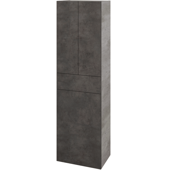 Hochschrank mit Wäschekorb UNI SVD3ZK 50  - D01 Beton - Grifflose Ausführung T00 (ohne Bohrungen für Griffe) - D16 Dark Beton