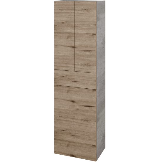 Hochschrank mit Wäschekorb UNI SVD3ZK 50  - D01 Beton - Griffes T00 - D23 Herkules