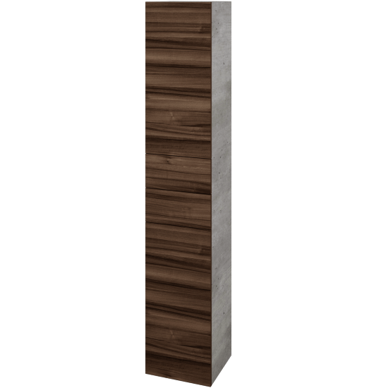 Hochschrank mit Wäschekorb UNI SVD2Z2K 35  - D01 Beton - Griffes T00 - D06 Nussbaum - Links