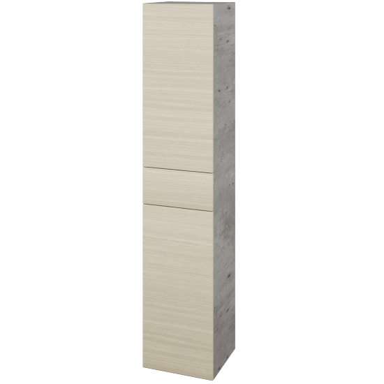 Hochschrank mit Wäschekorb UNI SVD2ZK 35  - D01 Beton - Griffes T00 - D04 Eiche - Links