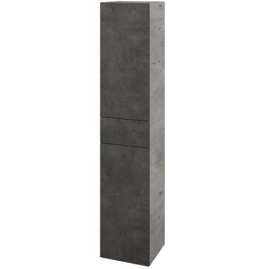 Hochschrank mit Wäschekorb UNI SVD2ZK 35  - D01 Beton - Griffes T00 - D16 Dark Beton - Links