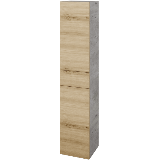 Hochschrank mit Wäschekorb UNI SVD2ZK 35  - D01 Beton - Griffes T00 - D22 Caramel - Links