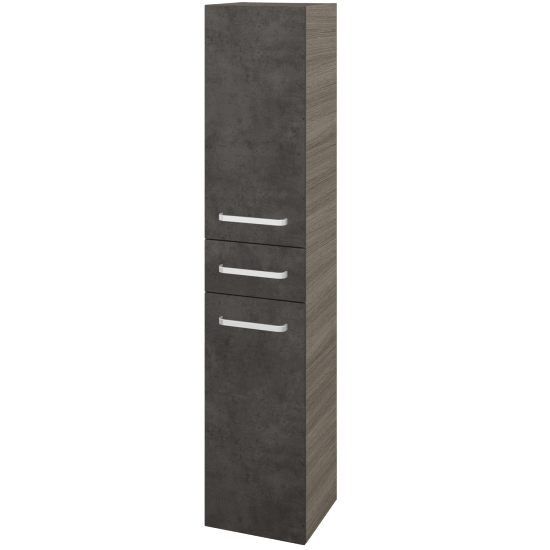 Hochschrank mit Wäschekorb UNI SVD2ZK 35  - D03 Cafe - Griffes T01 - D16 Dark Beton - Links