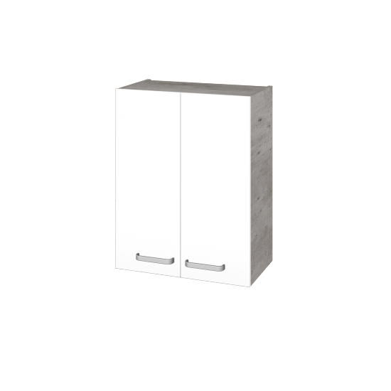 Hängeschrank UNI SYD2 60  - D01 Beton - Griffes T01 - M01 Weiß Lack Matt