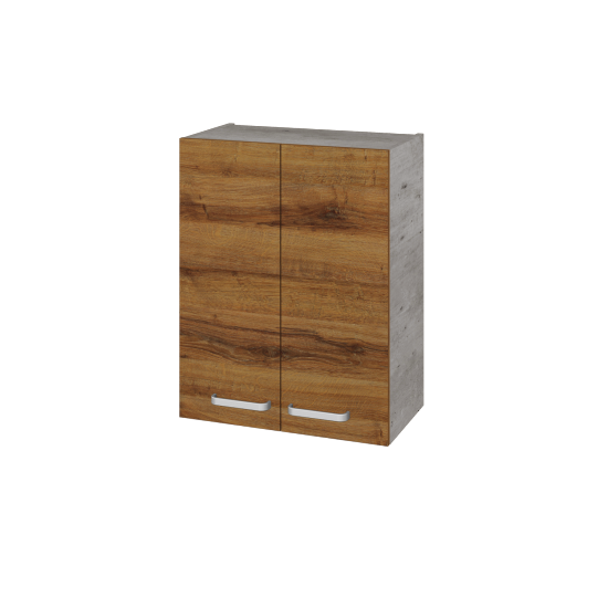 Hängeschrank UNI SYD2 60  - D01 Beton - Griffes T01 - D27 Cognac