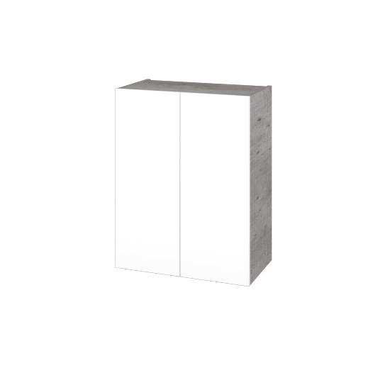 Hängeschrank UNI SYD2 60  - D01 Beton - Griffes T00 - N01 Weiß Hochglanz