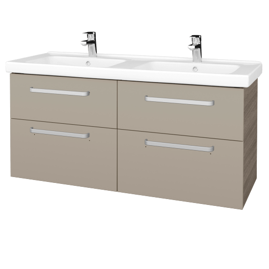 Badezimmerschrank NEXT SZZ4 125  - D03 Cafe - Griffes T01 - L04 Taupe Lack Hochglanz