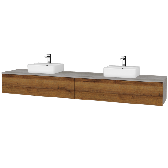 Waschtischunterschrank JOCKAM SZZ12 240 (Waschtisch Joy 3)  - D01 Beton - D27 Cognac - Nein