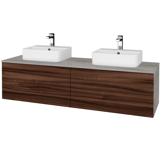 Waschtischunterschrank JOCKAM SZZ4 160 (Waschtisch Joy 3)  - D01 Beton - D06 Nussbaum - Nein