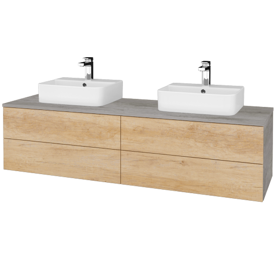 Waschtischunterschrank JOCKAM SZZ4 160 (Waschtisch Joy 3)  - D01 Beton - D15 Eiche Nebraska - Nein